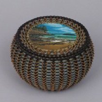 Urchin Basket with Landscape Painting on top
